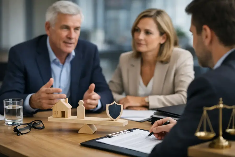 Company directors discussing directors liability insurance with an insurance adviser