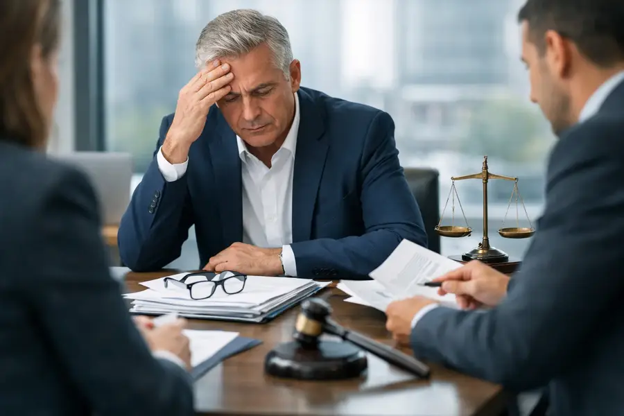 Business director meeting with legal advisers to discuss a directors' liability claim