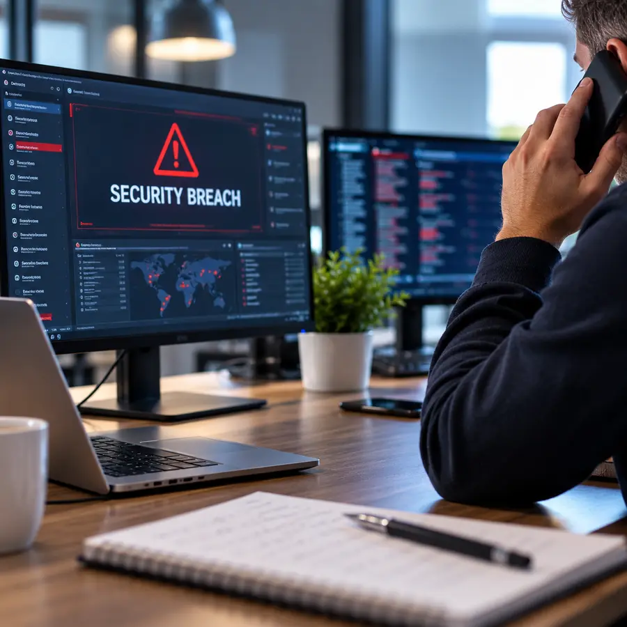 Business responding to a cyber security breach alert
